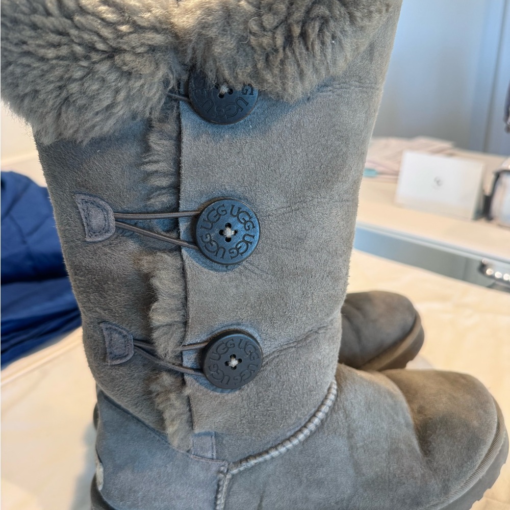 UGG Gray Button Shearling Lined Boots - image 7